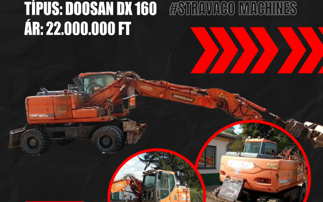 DOOSAN DX 160W, gumikerekes forgókotró
